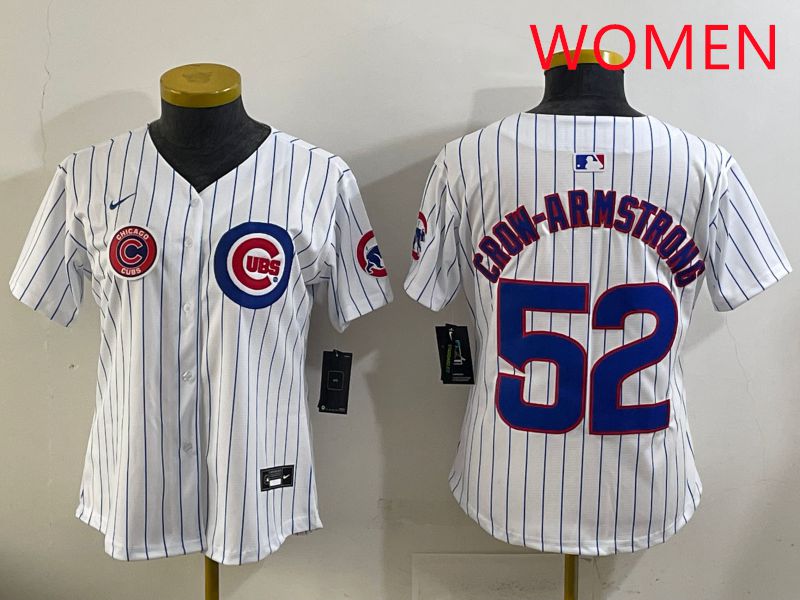 Women 2025 Chicago Cubs 52 Crow-Armstrong White Stripe Game Nike MLB Jersey style 7
